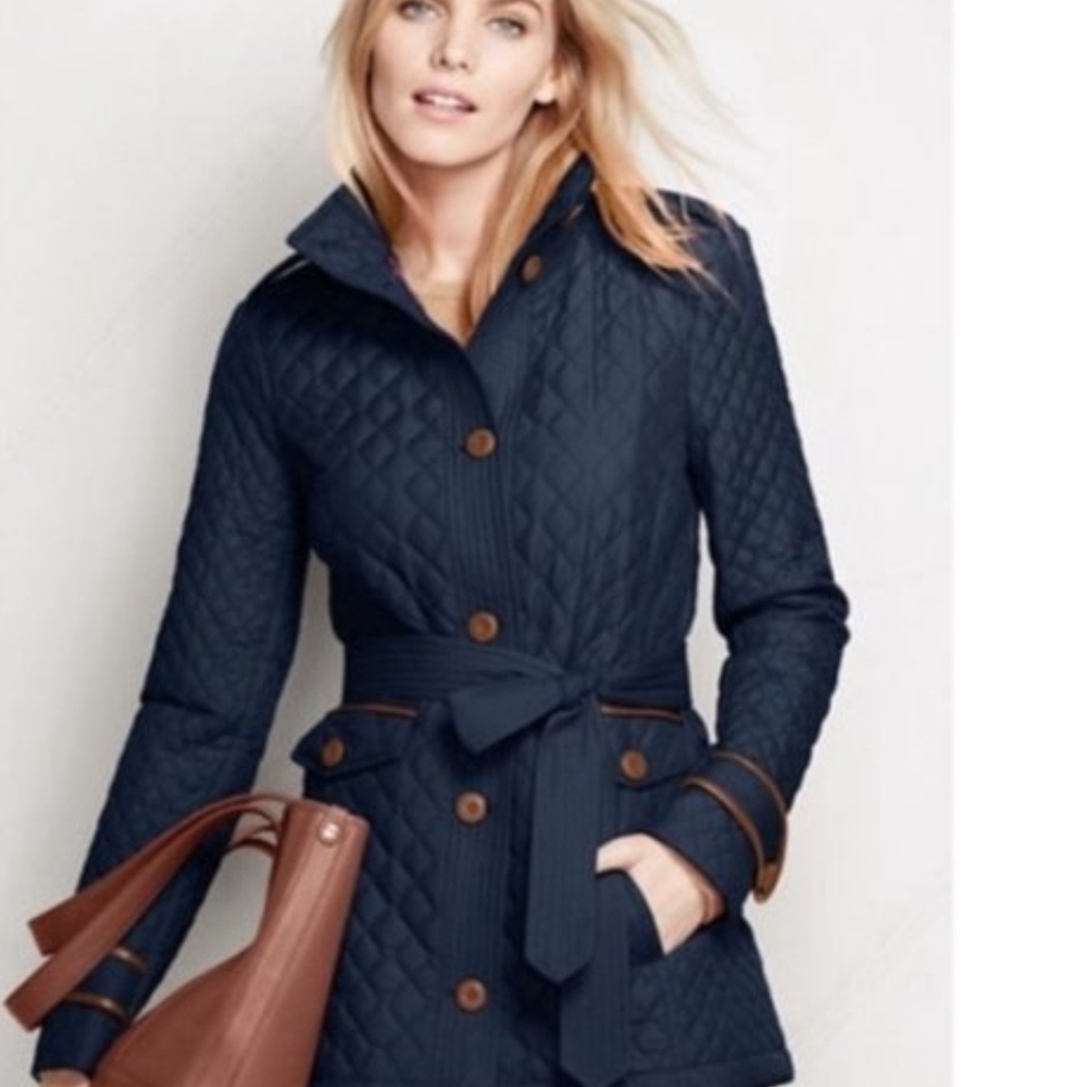 Lands' End Women's 💙Quilted Navy Coat